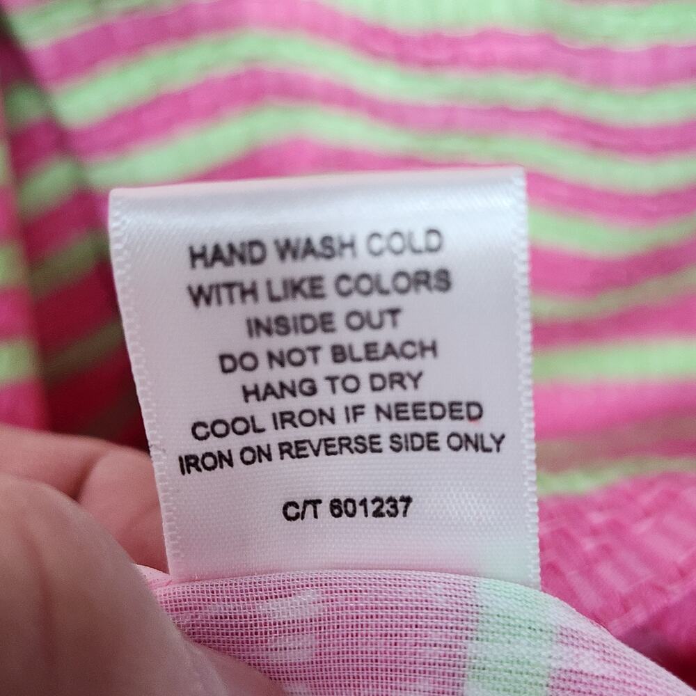 NWT Taylor Womens 14 Fit Flare Dress Pink Green Stripe Pleated Pocket Sleeveless - Picture 12 of 16